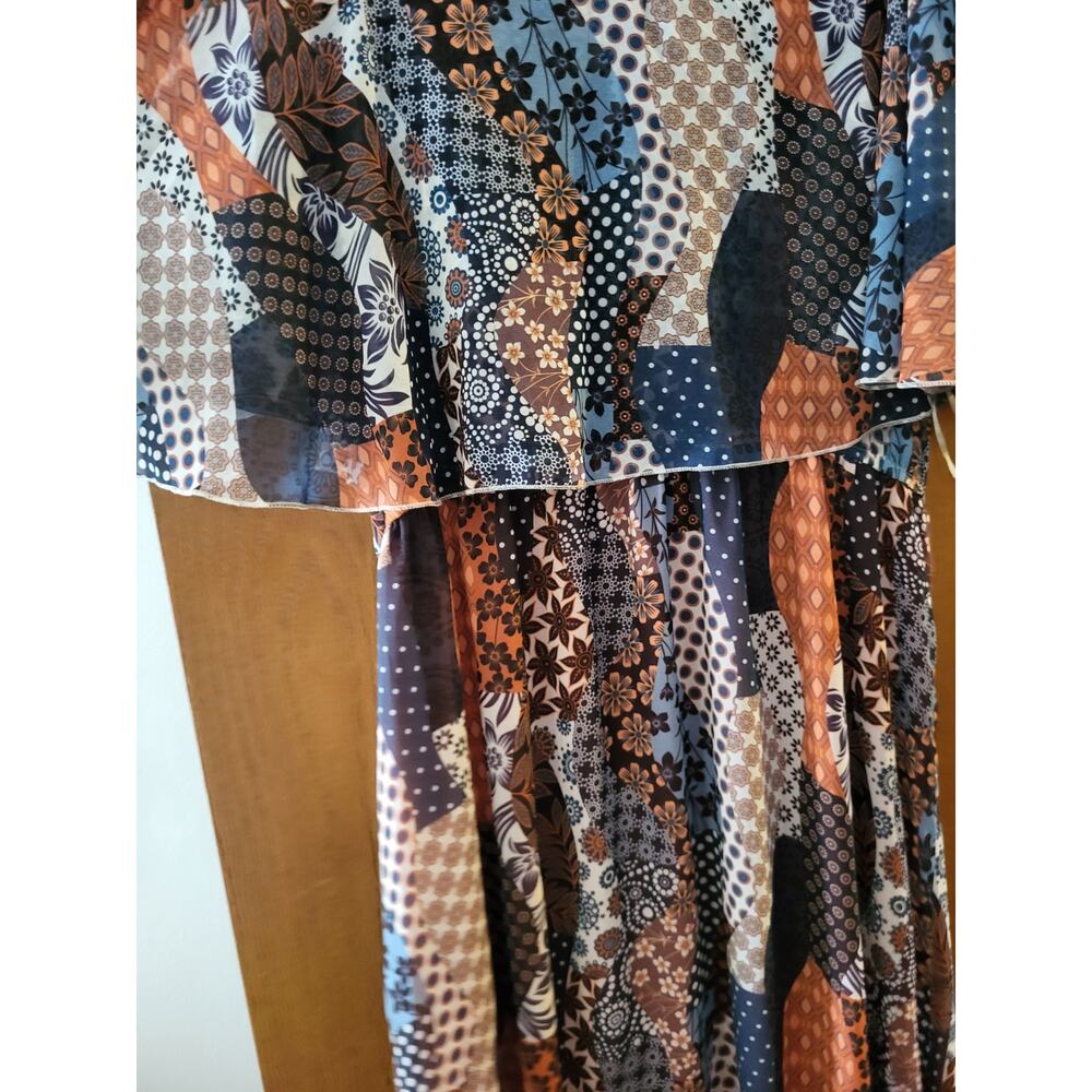 Vertice Patchwork Pattern Fall Off The Shoulder F… - image 2